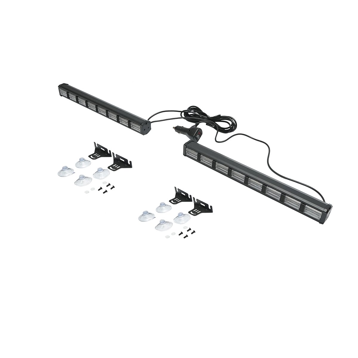 Set 2 lampi LED stroboscopice cu ventuze, 96W, 9-30V, 5 culori, 8 module 385x40x36mm